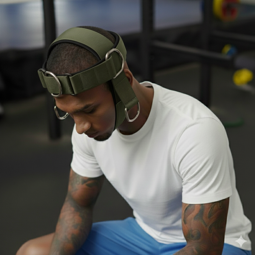 Harnais de nuque StrikeLabs (Neck Harness) porté par un athlète – 
